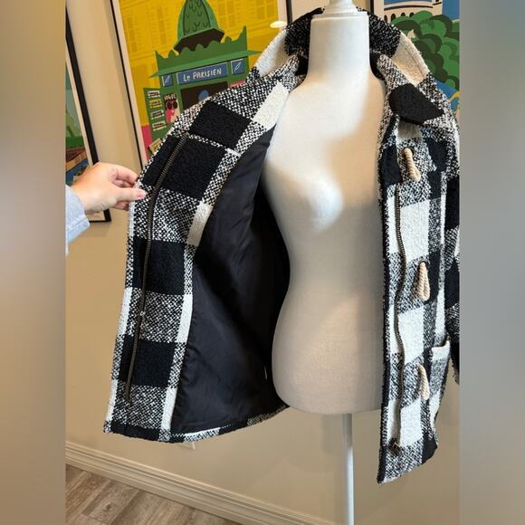 Black and White Forever 21 Premium Checkered Coat - Picture 6 of 8